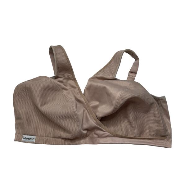 Glamorise Other - GLAMORISE Cross Front Wireless Comfort Bra in Beige Size 48 F/G Adjustable Strap